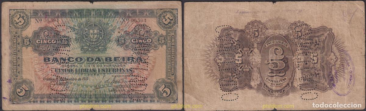 Billetes extranjeros: 2445 MOZAMBIQUE 2020 MOZAMBIQUE 5 LIBRAS ESTERLINAS 1919