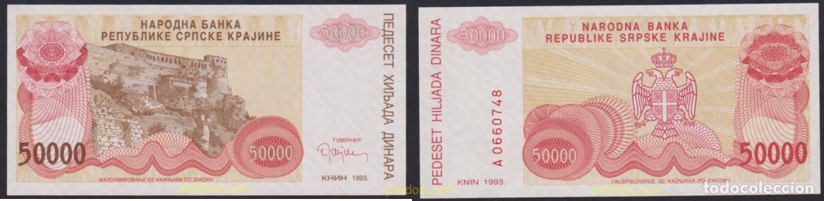 Billetes extranjeros: 2715 SERBIA 1993 KRAJINA 50000 DINARA 1993
