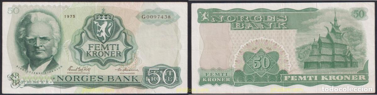 Billetes extranjeros: 2787 NORUEGA 1975 NORWAY NORGES BANK 1975 50 KRONER