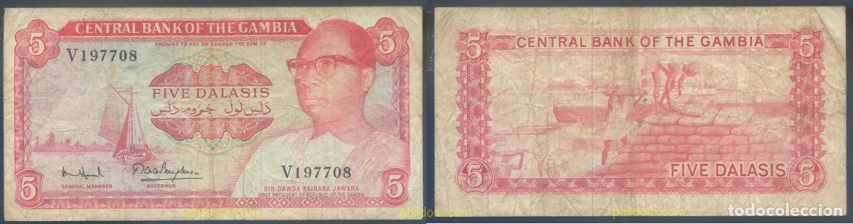 Billetes extranjeros: 2816 GAMBIA 1972 GAMBIA 5 DALASIS 1972