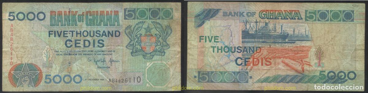 Billetes extranjeros: 2891 GHANA 1996 GHANA 5000 CEDIS 1996 5TH DECEMBER