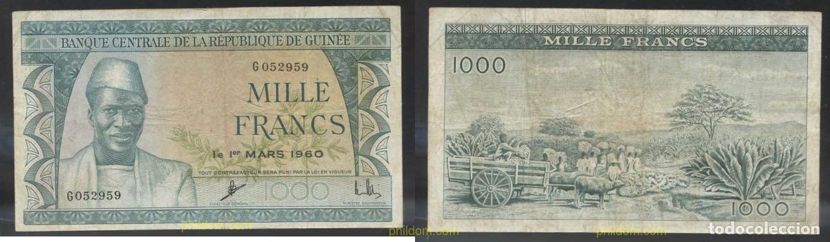 Billetes extranjeros: 3098 GUINEA 1960 GUINEE 1000 SYLIS 1960