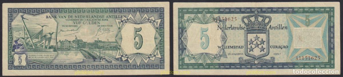 Billetes extranjeros: 3252 ANTILLAS HOLANDESAS 1967 NEDERLAND ANTILLEN 5 GULDEN 1967 CURA&Ccedil;AO