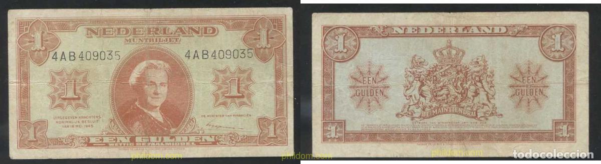Billetes extranjeros: 3305 HOLANDA 1945 NEDERLAND 1 GULDEN 1945