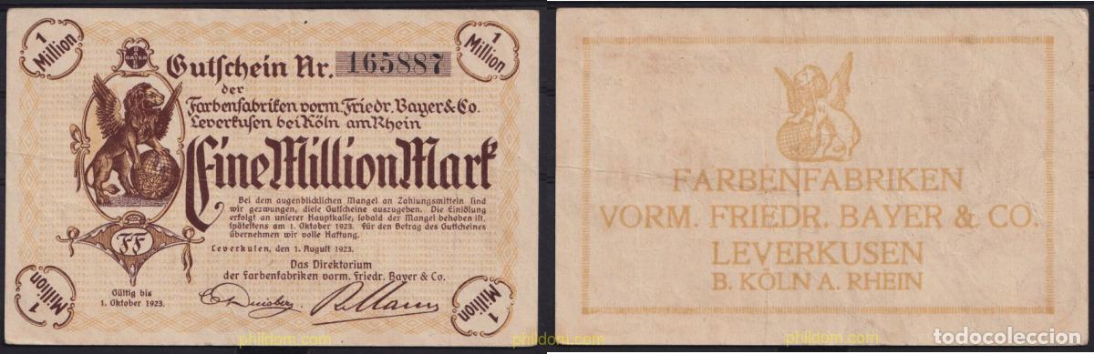 International Banknotes: 3638 ALEMANIA 1923 GERMANY LEVERKUSEN 1000000 MARK 1923
