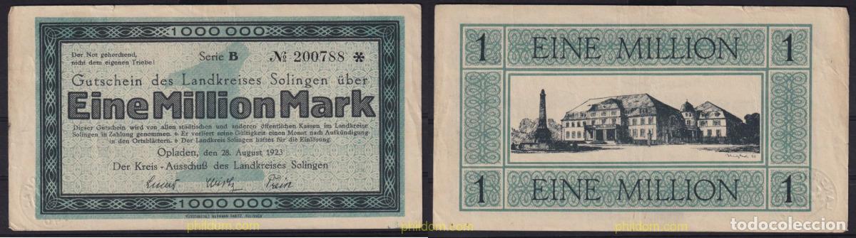 International Banknotes: 3641 ALEMANIA 1923 GERMANY 1000000 MARK 1923 STADT WALD