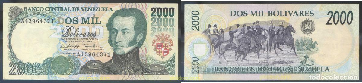 Billetes extranjeros: 3965 VENEZUELA 1995 VENEZUELA 2000 BOLIVARES 1995