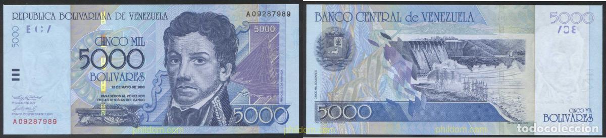 Billetes extranjeros: 3969 VENEZUELA 2000 VENEZUELA 5000 BOLIVARES 2000