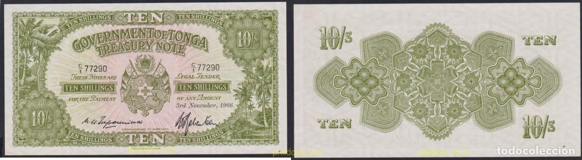 Billetes extranjeros: 4016 TONGA 1966 TONGA 10 SHILLINGS 1966