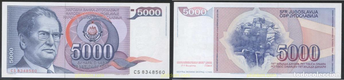 Billetes extranjeros: 4173 YUGOSLAVIA 1980 YUGOSLAVIA 5000 DINARA 1980
