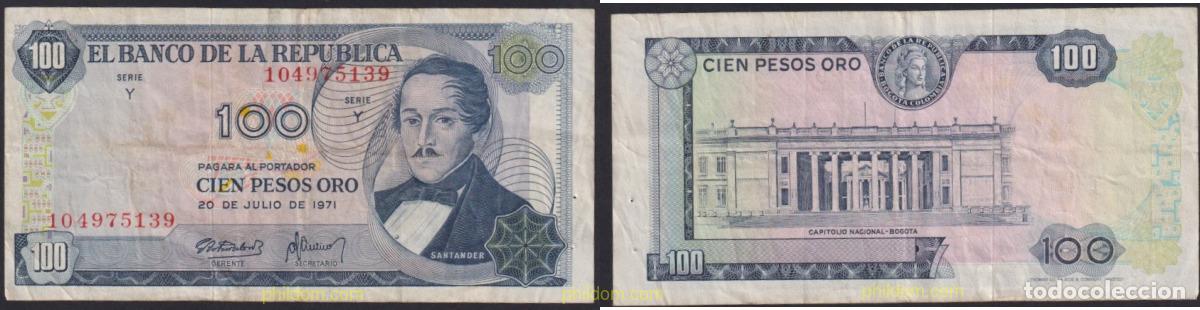 Banconote internazionali: 4387 COLOMBIA 1971 COLOMBIA 100 PESOS ORO 1971