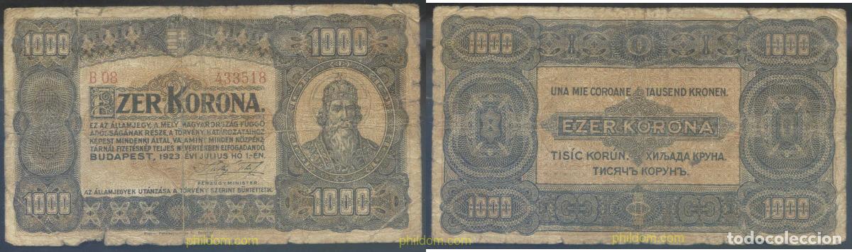 Banconote internazionali: 4533 HUNGRIA 1923 MAGYAR 1000 KORONA 1923