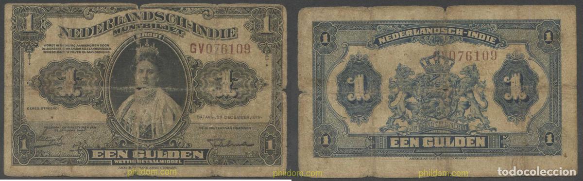 International Banknotes: 4764 INDIA HOLANDESA 1919 NEDERLAND INDIE 1 GULDEN 1919
