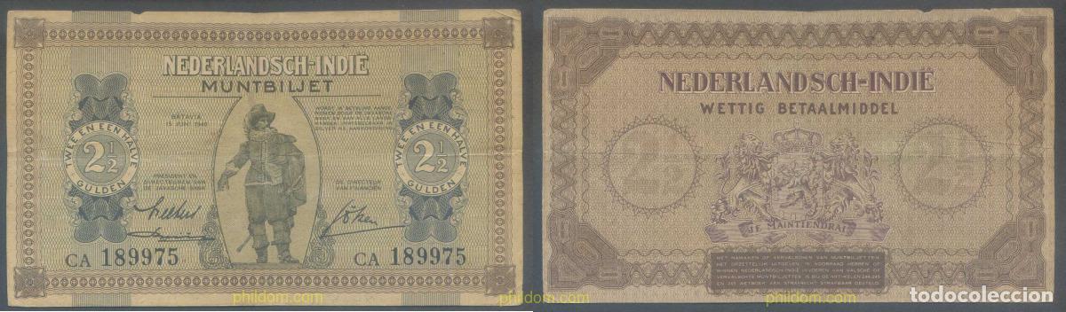 International Banknotes: 4771 INDIA HOLANDESA 1940 NEDERLAND INDIE 2 1/2 GULDEN 1940
