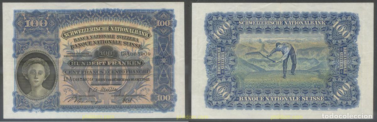Notas Internacionais: 4870 SUIZA 1947 SWITZERLAND 100 FRANCS 1947