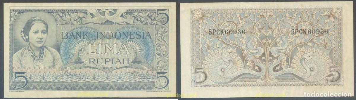 Notas Internacionais: 4871 INDONESIA 1952 INDONESIA 5 RUPIAH 1952