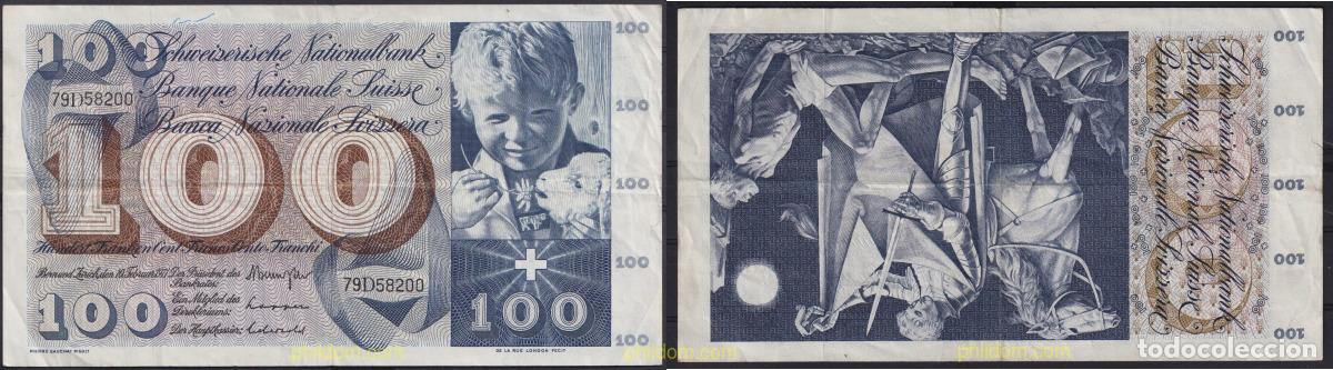 Notas Internacionais: 4877 SUIZA 1969 SWITZERLAND 100 FRANCS 1969 SIGNATURE 45