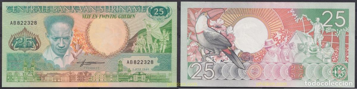 Notas Internacionais: 4950 SURINAM 1986 SURINAM 25 GULDEN 1986