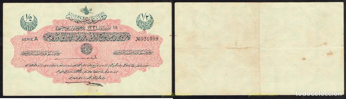 Billetes extranjeros: 5069 TURQUIA 1915 TURKEY OTTOMAN EMPIRE 1/2 LIVRE 1915