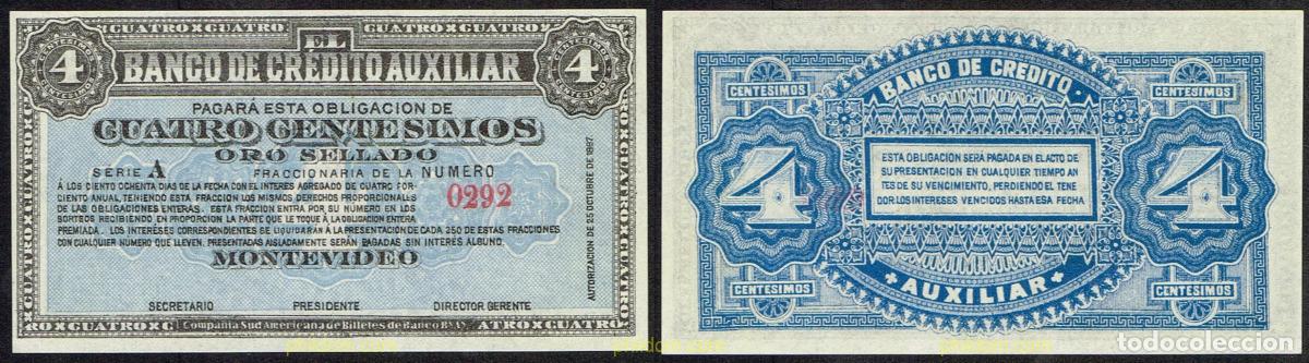 Billets internationaux: 5523 URUGUAY 1887 URUGUAY 4 CENTESIMOS 1887