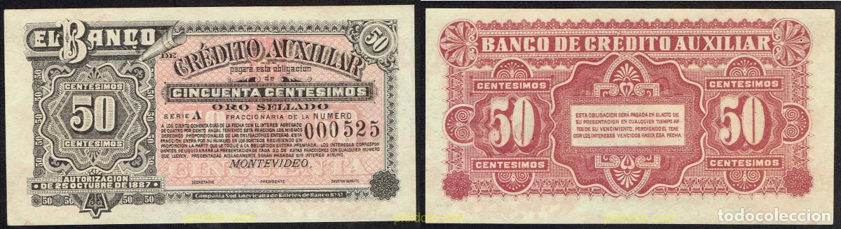 Internationale Banknoten: 5524 URUGUAY 1887 URUGUAY 50 CENTESIMOS 1887