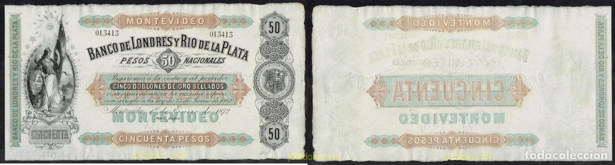 Internationale Banknoten: 5528 URUGUAY 1872 URUGUAY 50 PESOS 1872