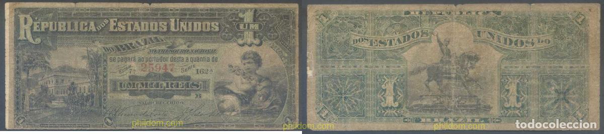 Billetes extranjeros: 5692 BRASIL 1891 REPUBLICA ESTADOS UNIDOS DE BRASIL 1 MIL REIS 1891