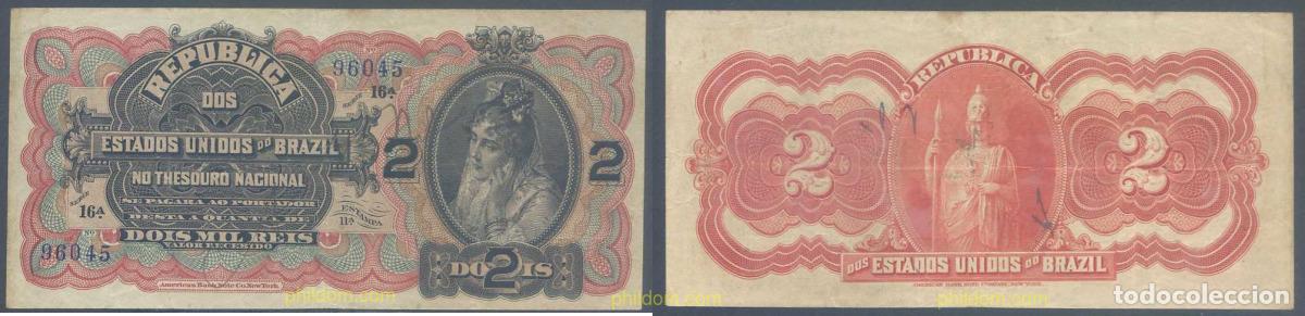 Billetes extranjeros: 5697 BRASIL 1918 ESTADOS UNIDOS DE BRASIL 2 MIL REIS 1918