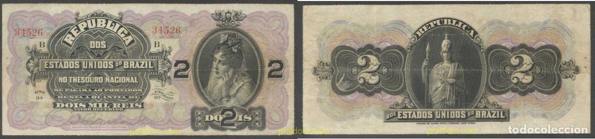 Billetes extranjeros: 5696 BRASIL 1920 ESTADOS UNIDOS DE BRASIL 2 MIL REIS 1920