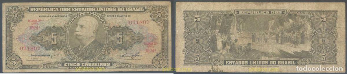 Billetes extranjeros: 5714 BRASIL 1953 BRASIL 5 CRUZEIROS 1953