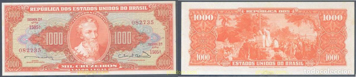 Billetes extranjeros: 5733 BRASIL 1960 BRASIL 1000 CRUZEIROS 1960