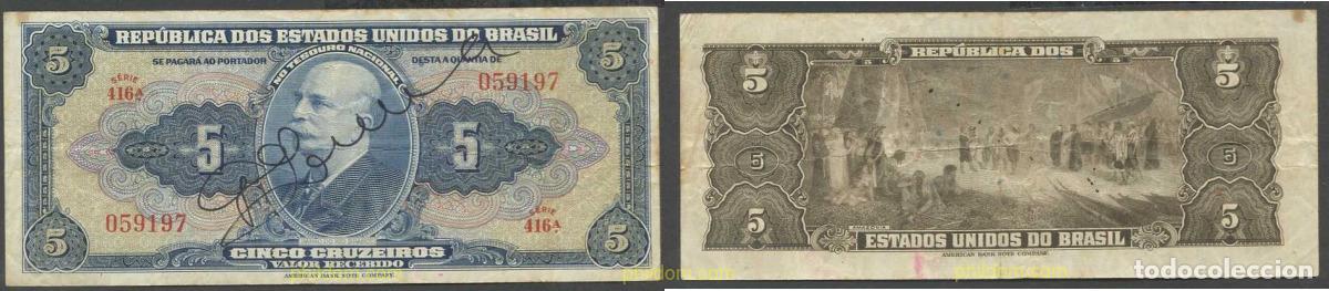 Billetes extranjeros: 5740 BRASIL 1943 BRASIL 5 CRUZEIROS 1943