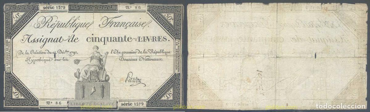 International Banknotes: 5812 FRANCIA 1792 FRANCE 50 LIVRES 1792