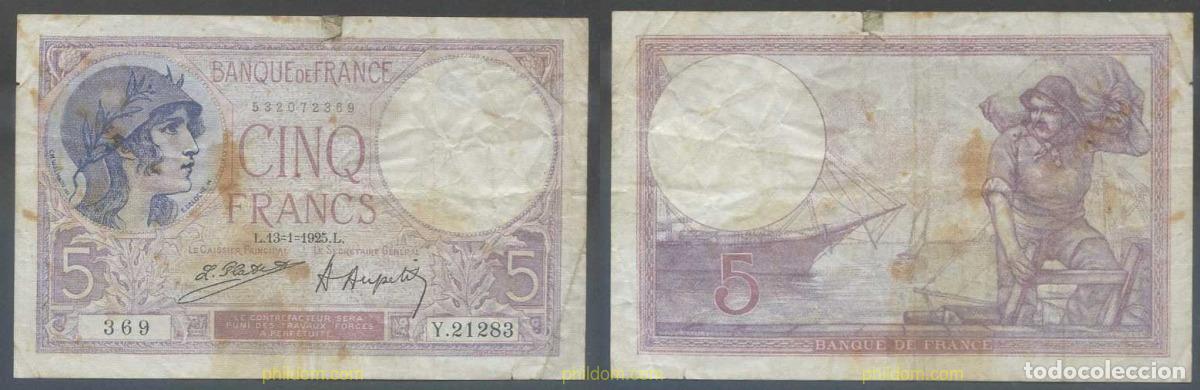 International Banknotes: 5817 FRANCIA 1925 FRANCE 5 FRANCS 1925