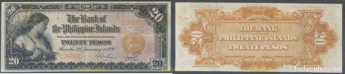 Internationale Banknoten: 5888 FILIPINAS 1920 FILIPINAS 20 PESOS 1920