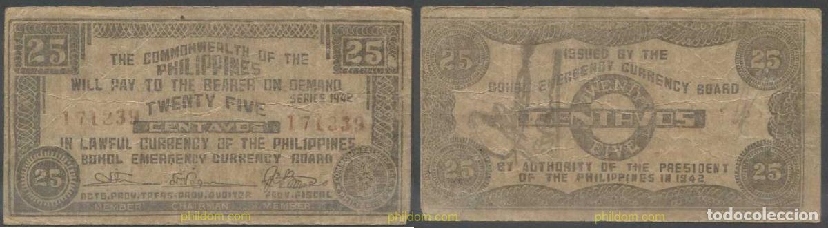 International Banknotes: 5898 FILIPINAS 1942 FILIPINAS 25 CENTAVOS 1942