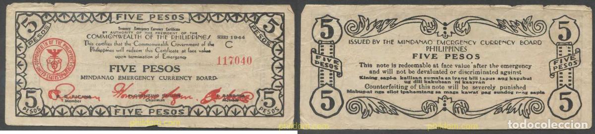Internationale Banknoten: 5902 FILIPINAS 1944 FILIPINAS 1944 5 PESOS