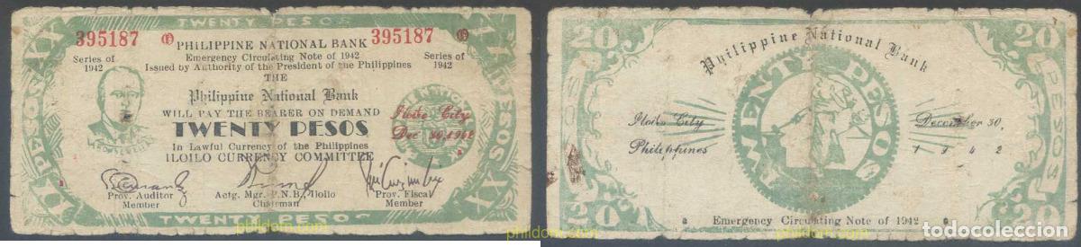 Billetes extranjeros: 5911 FILIPINAS 1942 PHILIPPINES 20 PESOS 1942