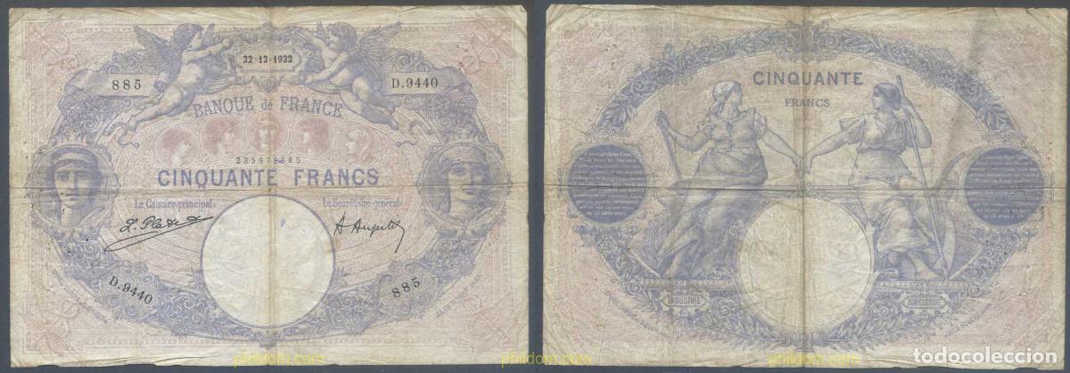Billetes extranjeros: 5962 FRANCIA 1922 FRANCE 50 FRANCS 1922
