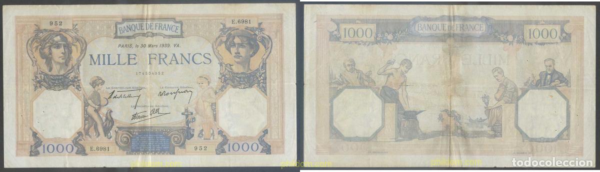 Internationale Banknoten: 5971 FRANCIA 1939 FRANCE 1000 FRANCS 1939