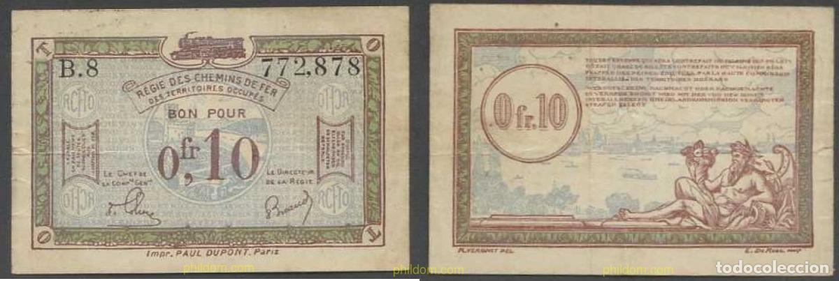 International Banknotes: 6019 FRANCIA 1923 FRANCE 0,10 CENTIMES CHEMIS DE FER 1923