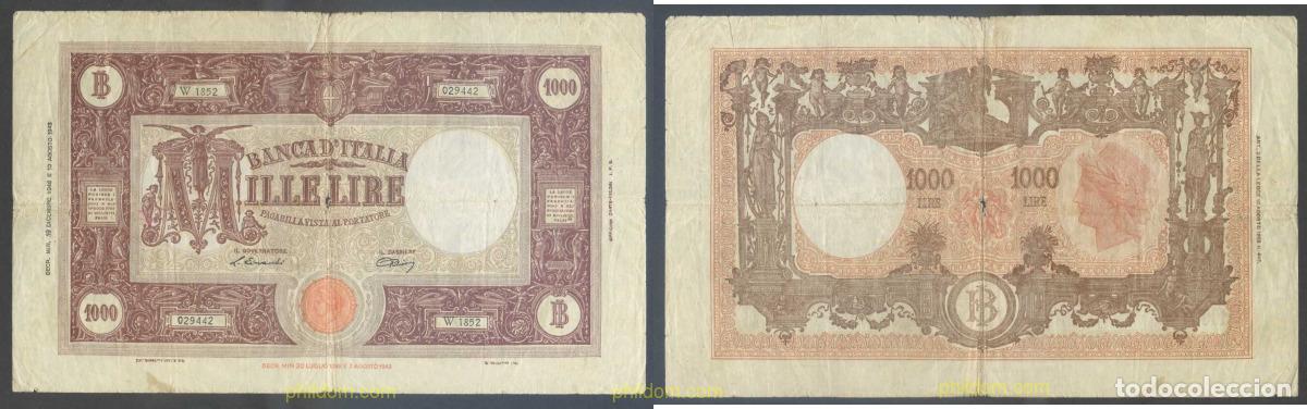 International Banknotes: 6079 ITALIA 1943 ITALIA 1000 LIRE 1943