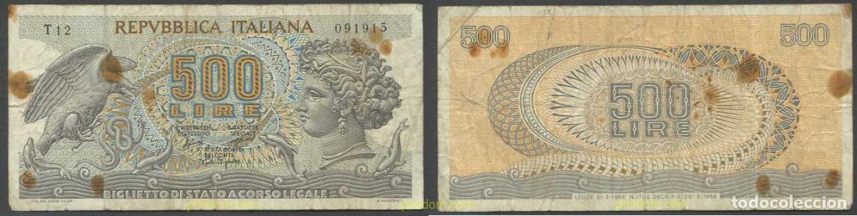 International Banknotes: 6092 ITALIA 1966 ITALIA 500 LIRAS 1966