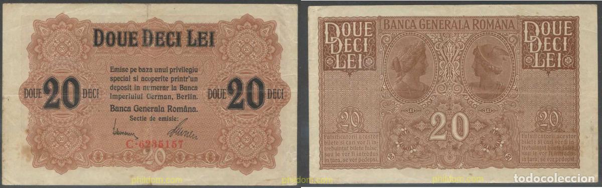 International Banknotes: 6149 RUMANIA 1917 ROMANIA 20 LEI 1917