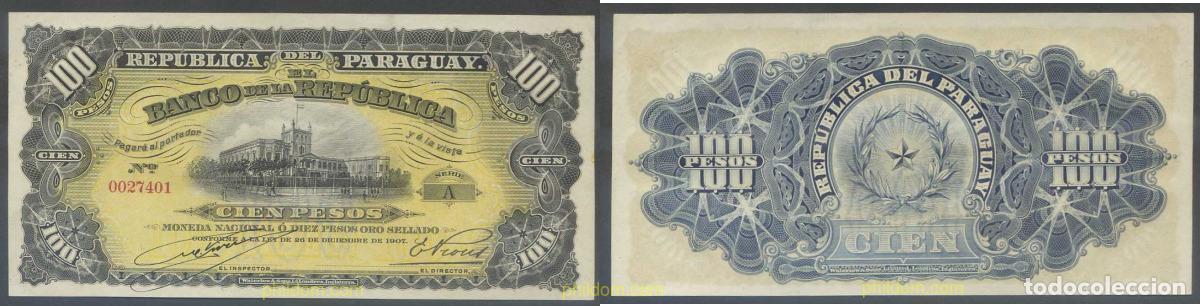Internationale Banknoten: 6458 PARAGUAY 1907 PARAGUAY 1907 10 PESOS