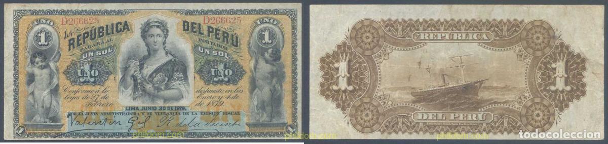 Billetes extranjeros: 6488 PERU 1879 PERU 1879 1 SOL