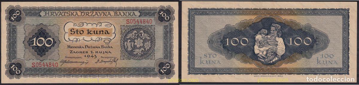 Billetes extranjeros: 6608 CROACIA 1943 CROACIA 1943 100 KUNA