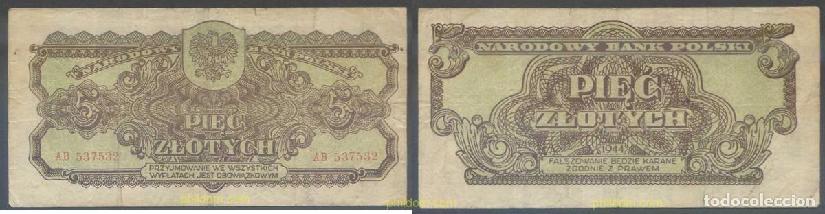 Billets internationaux: 6671 POLONIA 1944 POLONIA 1944 5 ZLOTYCH