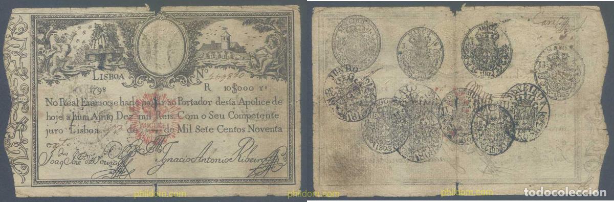 International Banknotes: 6733 PORTUGAL 1798 PORTUGAL 1798 (1828) 10000 REIS