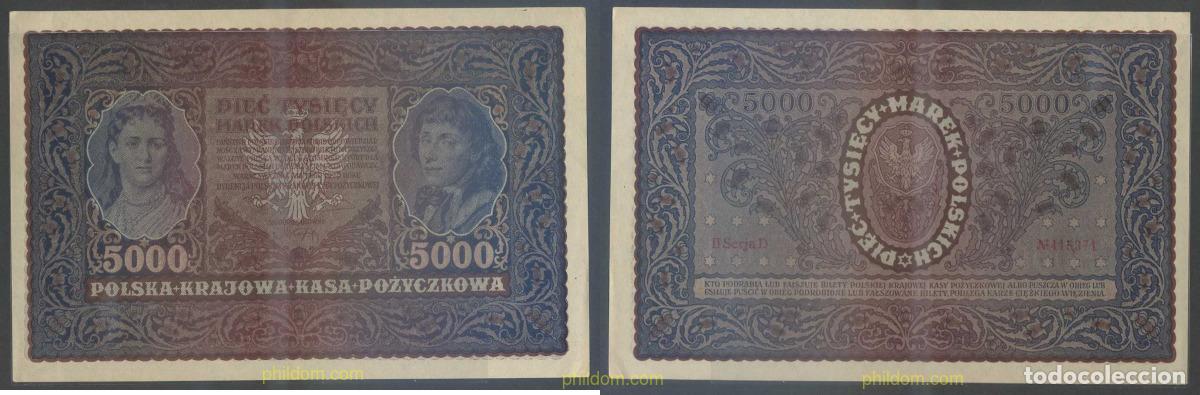 International Banknotes: 6859 POLONIA 1920 POLAND 1920 5000 MAREKS